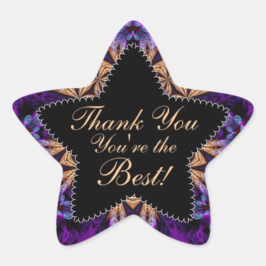 パープル・サンキュー |スターステッ最高のク(あなたは) 星シール (正面)