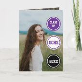 パープル サークル フォト 卒業のお知らせ 招待状 (正面)