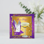 パープル シャンパン ロイヤル ゴールド パーティーのお祝い 招待状 (スタンド正面)