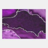 パープル&シルバーの偽のグリッターエミュレート瑪瑙 ラッピングペーパーシート (正面2)