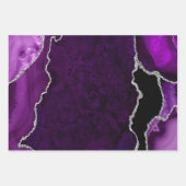 パープル&シルバーの偽のグリッターエミュレート瑪瑙 ラッピングペーパーシート (正面)