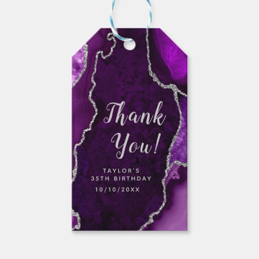 パープル&シルバーアゲート誕生日ありがとう ギフトタグ (正面)