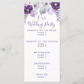 パープル&シルバーウォーターカラーフローラ結婚式 プログラム (裏面)