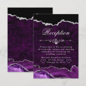 パープル&シルバーグリッターアゲートウェディングレセプション エンクロージャーカード (正面/裏面)