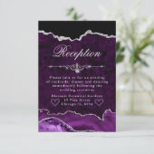 パープル&シルバーグリッターアゲートウェディングレセプション エンクロージャーカード (スタンド正面)