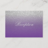 パープル&シルバーグリッターウェディングレセプション エンクロージャーカード (正面)