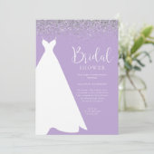 パープル&シルバーグリッターブライダルシャワー招待 招待状 (スタンド正面)