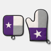 パープル&シルバーグレーテキサス州州旗 鍋つかみ&鍋敷きセット (正面)