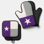 パープル&シルバーグレーテキサス州州旗 鍋つかみ&鍋敷きセット (正面/裏面)