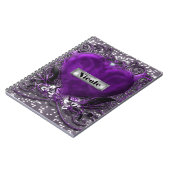 パープル&シルバースパークルハートゴシック釉薬 ノートブック (左側)