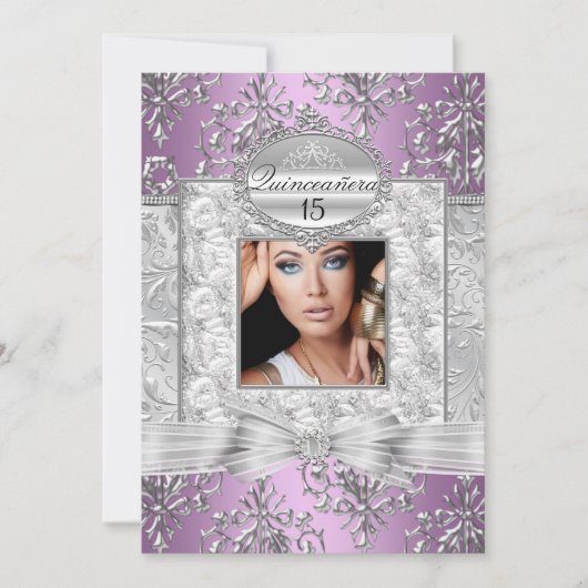 パープル&シルバーダマスクキンセアニェラのお知らせ 招待状 (正面)