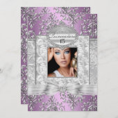 パープル&シルバーダマスクキンセアニェラのお知らせ 招待状 (正面/裏面)