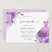 パープル&シルバードレス&バラバタフライキンセアニェラ 招待状 (正面/裏面)