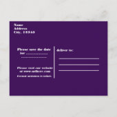 パープル&シルバーハートスウィート16日付パーティーを保存 案内ポストカード (裏面)