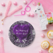 パープル&シルバーハートスパークルパーティー ペーパープレート (パーティー)