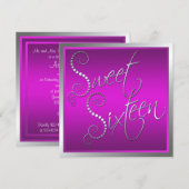 パープル&シルバーパールSweet sixteen招待状 招待状 (正面/裏面)