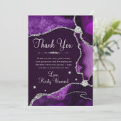 パープル&シルバーフェイクグリッターアゲート誕生日 サンキューカード (スタンド正面)