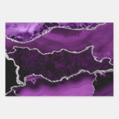 パープル&シルバーフェイクグリッター大理石アゲート ラッピングペーパーシート (正面2)