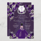 パープル&シルバープリンセスキャッスルキンセアニラ 招待状 (正面/裏面)