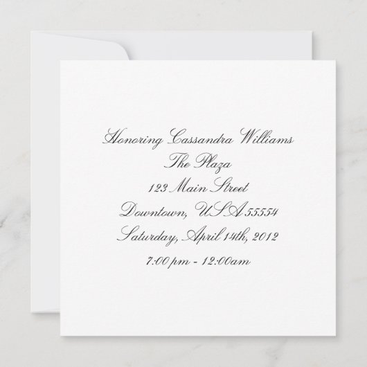 パープル&シルバーマスカレードパーティーベネチアンマスク 招待状 (裏面)