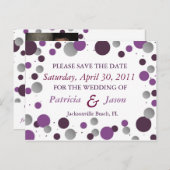 パープル&シルバー日付はがきを保存 案内ポストカード (正面/裏面)