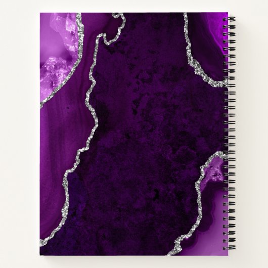 パープル&シルバー結婚アガテのゲストブック ノートブック (裏面)