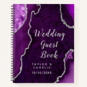 パープル&シルバー結婚アガテのゲストブック ノートブック (正面)