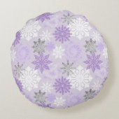 パープル&シルバー雪片モノグラパーソナライズされたム ラウンドクッション (裏面)