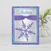 パープル シルバー グリッター スノーフレーク キンセアニエラ インビテーション (スタンド正面)