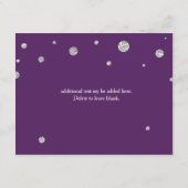 パープル＆シルバー グリッター 結婚式 披露宴 招待状 (裏面)