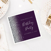 パープル シルバー グリッター 70歳の誕生日 スタンダードカクテルナプキン