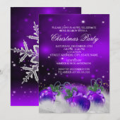 パープル シルバー ゴールド ホーリー 宝玉 クリスマス パーティー 2 招待状 (正面/裏面)
