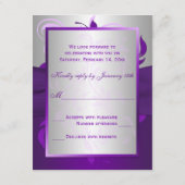 パープル、シルバー スクロール ハート RSVP カード (裏面)