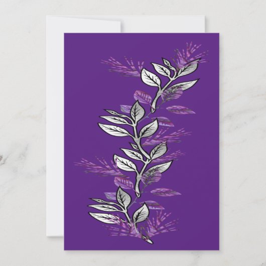 パープル＆シルバー スプリグ ご招待 招待状 (正面)