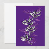 パープル＆シルバー スプリグ ご招待 招待状 (正面/裏面)