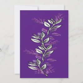 パープル＆シルバー スプリグ ご招待 招待状