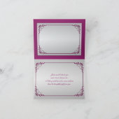 パープル、シルバー フラワー ウェディング サンクス カード 2 (内部)