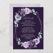 パープル シルバー フローラル ジオメトリック ウェディング ディテールズ  英語 エンクロージャーカード (正面/裏面)