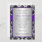 パープル、シルバー、ブラックのダマスク・スイート16招待状 招待状 (裏面)