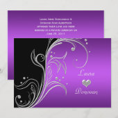 パープル シルバー ブラック 花模様 スワール 受付のみ 招待状 (正面/裏面)