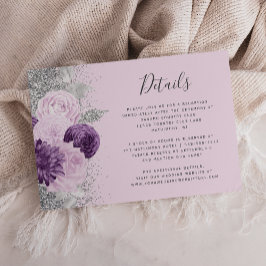 パープル シルバー ラベンダー フラワー ウェディング デコレーション エンクロージャーカード