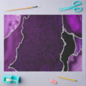 パープル＆シルバー 偽グリッター アゲート 薄葉紙 (クラフト)