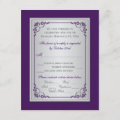 パープル シルバー 花巻 結婚式 返信カード (裏面)