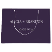 パープル シンプル エレガント モダン ウェディング ラージペーパーバッグ (正面)