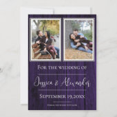 パープル シンプル ラスティック フォト セーブ ザ デート セーブザデート (裏面)