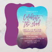 パープル ジオメトリック | 卒業パーティー 招待状 (正面/裏面)