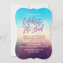 パープル ジオメトリック | 卒業パーティー 招待状