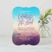 パープル ジオメトリック | 卒業パーティー 招待状 (スタンド正面)