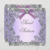 パープル スイート16 バースデーパーティー 招待状 (正面/裏面)