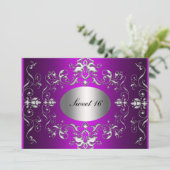 パープル スイート 16 エレガント 誕生日 招待状 (スタンド正面)